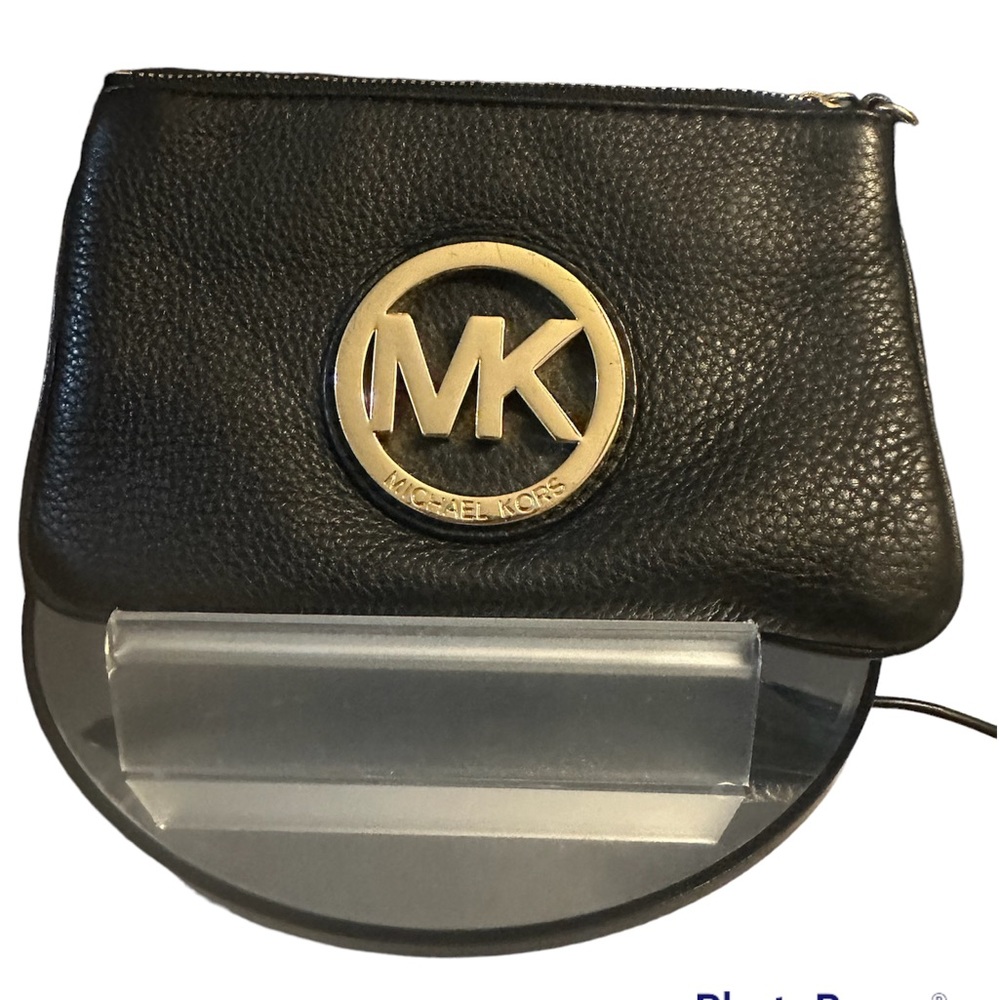 Mk Michael kors black leather wristlet